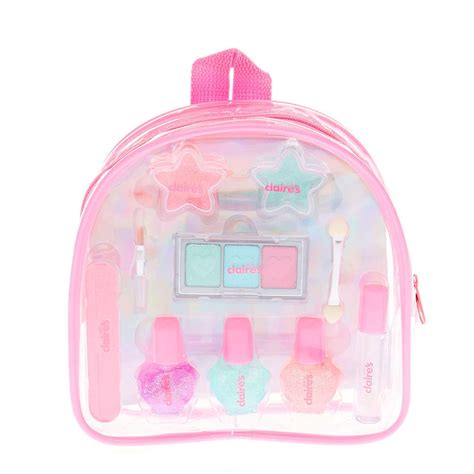 Claire's Club Pastel Glitter Backpack Makeup Set | Glitter backpack, Makeup kit for kids, Claire ...