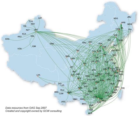 China Southern Airlines route map - domestic routes