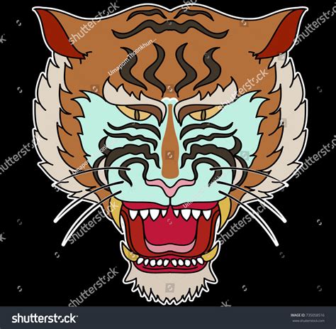 Tiger Head Illustration Sticker Tattoo Design Stock Vector (Royalty ...