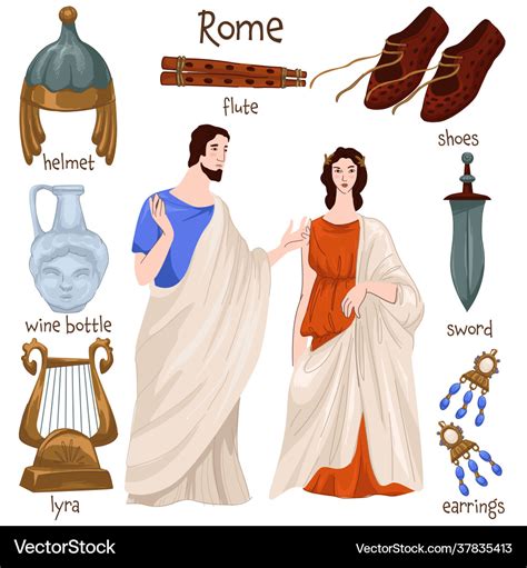 Ancient rome people and clothes old furniture Vector Image