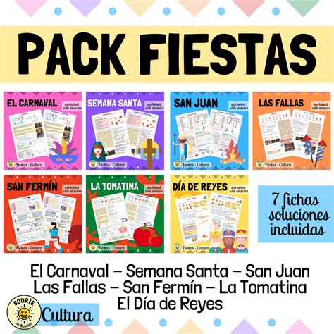 Pack fiestas Spanish festivals and traditions worksheets with answers | Teaching Resources