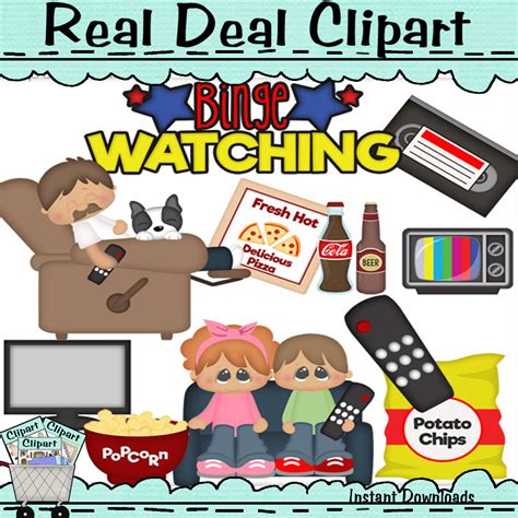 Binge Watching Clip Art - Digital Art