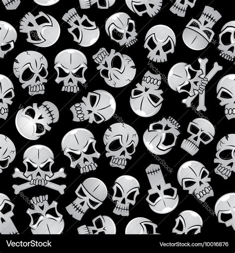 Skeleton skulls seamless pattern background Vector Image