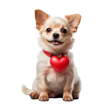 Chihuahua Dog With Red Heart Isolated On White Background, Chihuahua Dog With Red Heart ...