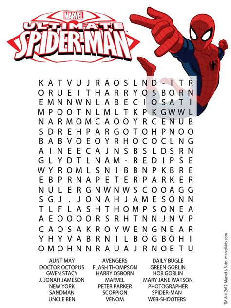 Spiderman Word Search