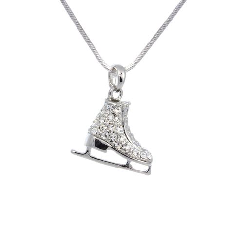 Amazon.com: Crystal Ice Skate Charm Pendant Necklace: Jewelry Sparkling Ice, Sparkling Crystal ...