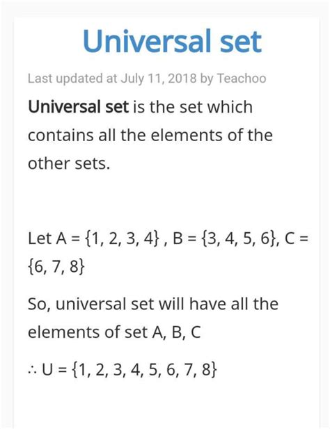 Define universal set with examples.? | EduRev JEE Question