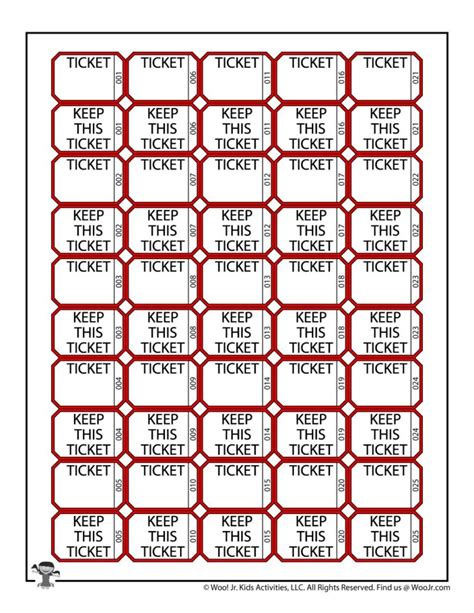 Printable Raffle Tickets Sheets | Woo! Jr. Kids Activities : Children's Publishing