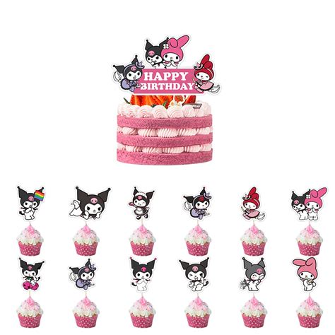 Buy 13-Pack Kuromi Decoration Birthday Cake Topper Set,Kuromi Party Happy Birthday Cupcake ...