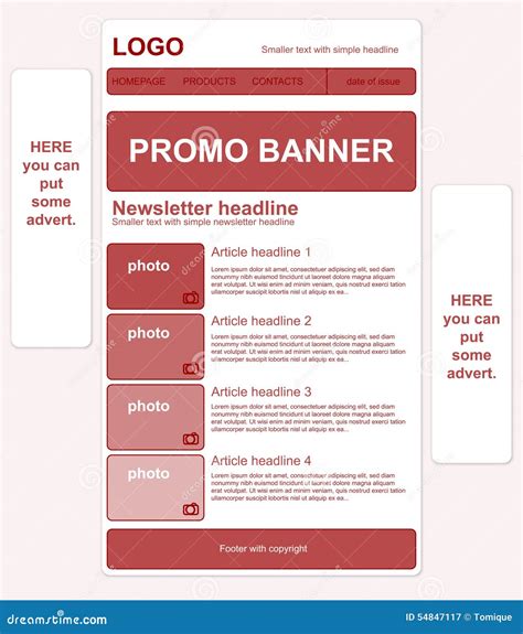 Responsive Newsletter Template with Banners Stock Illustration - Illustration of promo, menu ...