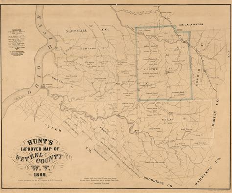 1865 Farm Line Map of Wetzel County WV Showing Oil Wells | Etsy