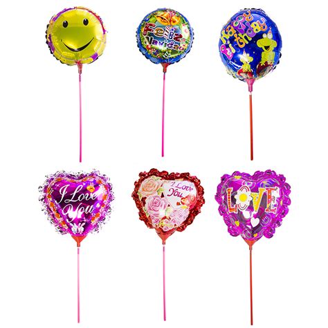 Wholesale Round & Heart Shaped Helium Mylar Foil Balloons W/ Sticks Party Supply | eBay