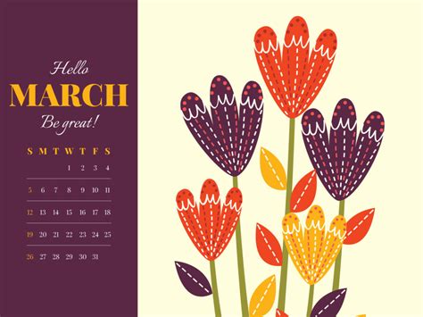 Hello March! Free Calendar - MasterBundles