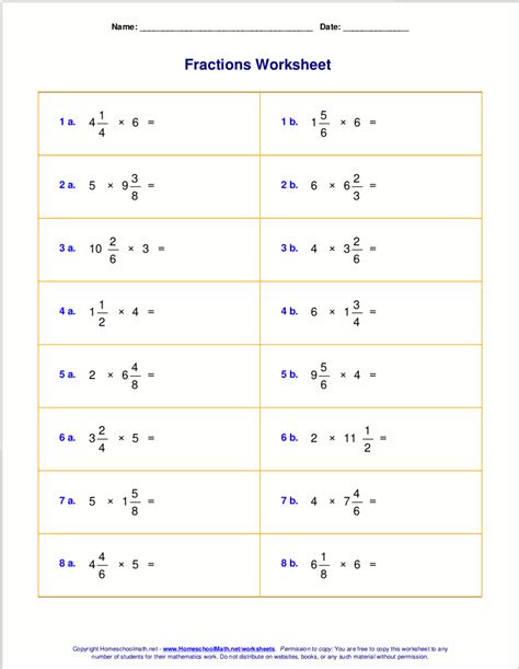 Multiplying Rational Numbers Worksheet