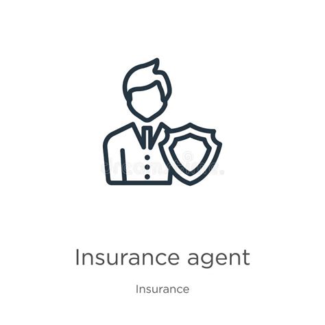 Insurance Agent Icon. Thin Linear Insurance Agent Outline Icon Isolated On White Background From ...
