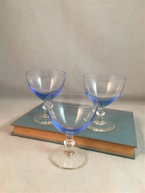 Blue Aperitif Glasses Set of Three Coctail glasses
