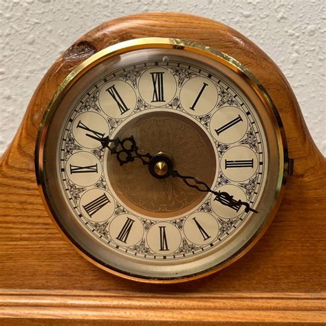 Solid Oak Antique Style Mantel Clock with Brass Trim – Creative Bargains