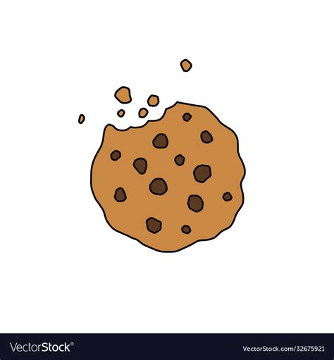 Chocolate chip cookies doodle icon color Vector Image