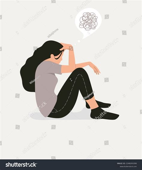 Sad Girl Sitting Alone Empty Stock Stock Vector (Royalty Free) 2248291099 | Shutterstock