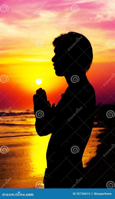 Praying man on sunset stock image. Image of worship, adult - 35756615