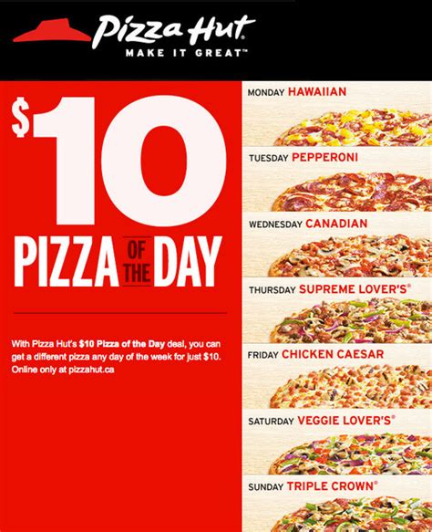 Pizza Hut Canada $10 Pizza of the Day Deal | Canadian Freebies, Coupons ...