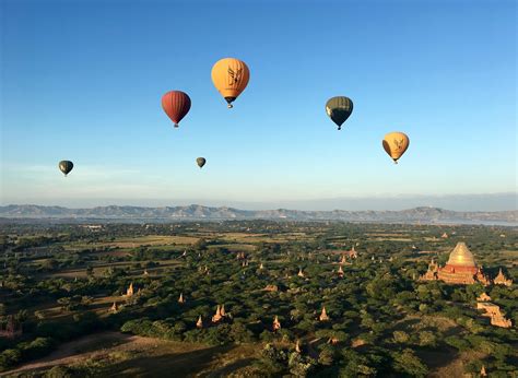 Hot air balloon ride over the temple field in Bagan, Myanmar : r/travel