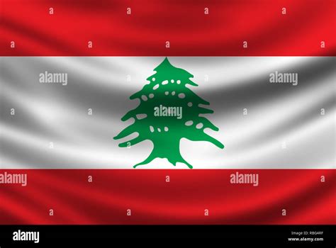 Flag of Lebanon on the continent of Asia Stock Photo - Alamy