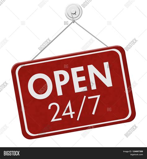 Open 24 / 7 Sign Red Image & Photo (Free Trial) | Bigstock