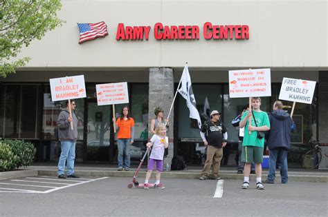 Small Occupy Portland group protests jailed soldier Bradley Manning ...