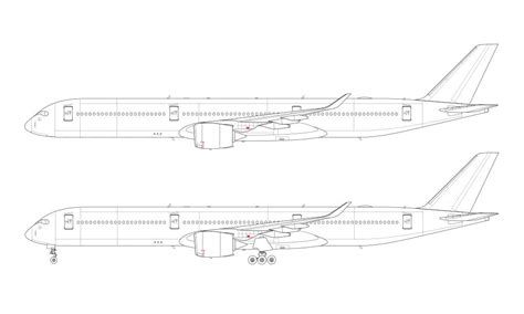 a350-1000 line drawing | Airbus, Model airplanes, Blueprints