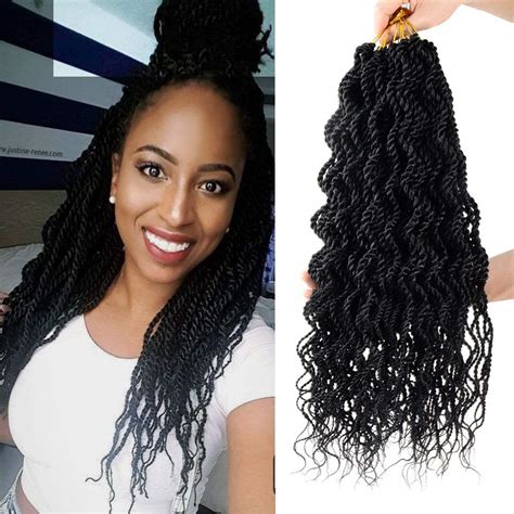 Buy 8 Packs Wavy senegalese twist crochet hair for black women 18 inch crochet braid senegalese ...