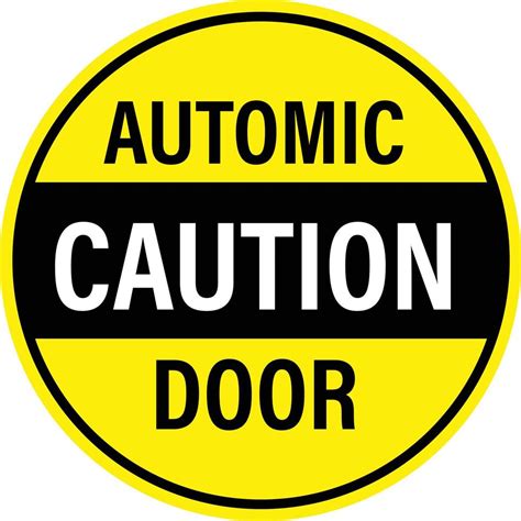 Caution automatic door attention on white background. Caution automatic ...