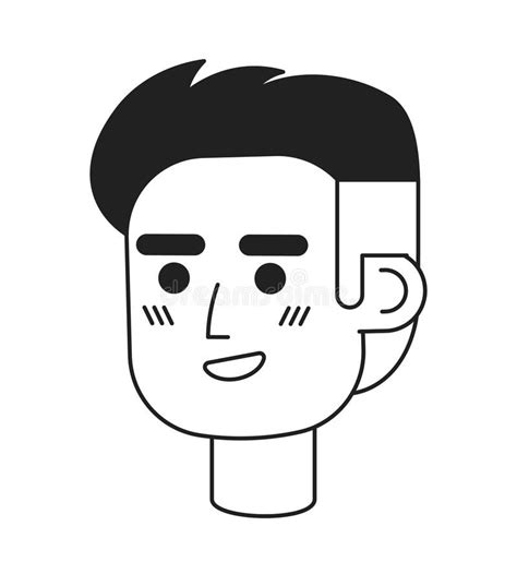 Adult Cheerful Man Monochrome Flat Linear Character Head Stock Vector - Illustration of editable ...