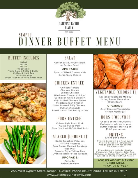 Wedding / Catered Event Menus - Catering by the Family