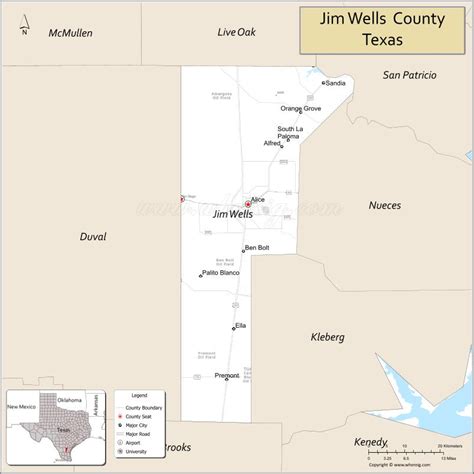 Map of Jim Wells County, Texas - Thong Thai Real