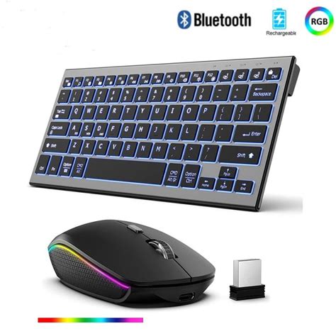 Mofi Wireless Backlit Keyboard And Mouse Combo Bluetooth 2.4G USB Rechargeable Multi-Device ...