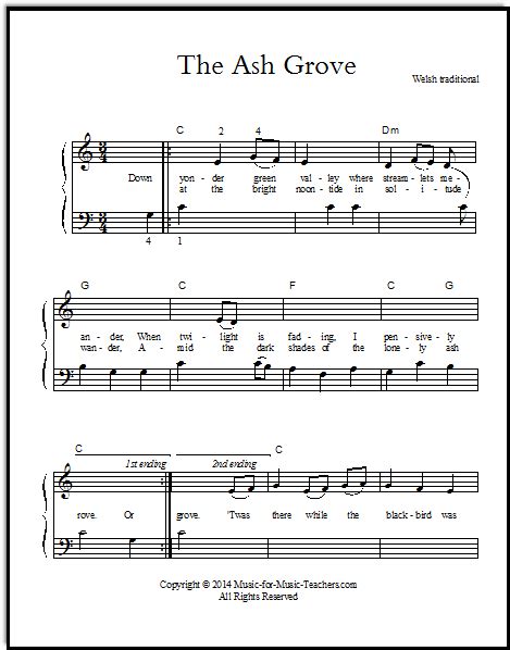 Ash Grove Free Sheet Music, All Instruments