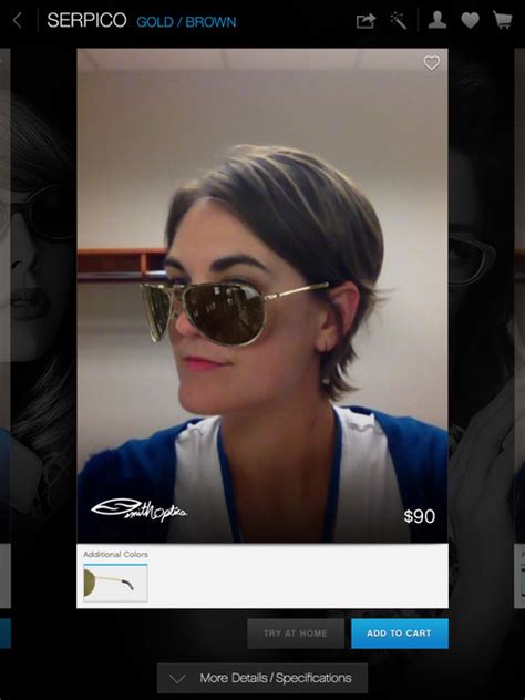 Screenshot from the iPad app, Glasses.com, which allows the user to scan his or her face into ...