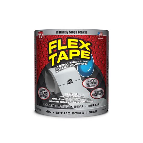 Flex Tape Rubberized Waterproof Tape, 4 inches x 5 feet, Gray - Walmart.com