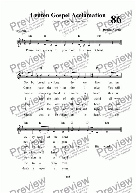 Lenten Gospel Acclamation - Download Sheet Music PDF file