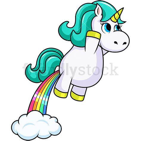 Unicorn Rainbow Fart Cartoon Vector Clipart - FriendlyStock