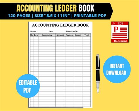 Accounting Ledger Booktemplate Accounting Accounting Ledger - Etsy