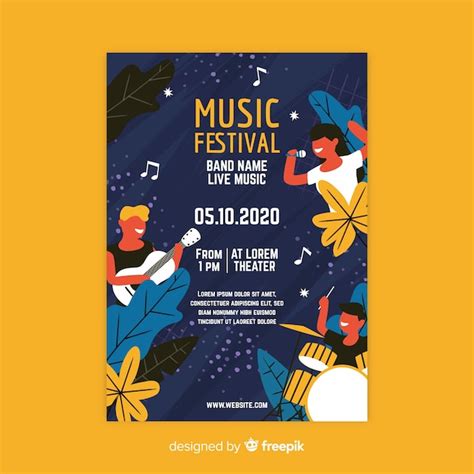 Free Vector | Hand drawn music festival poster template