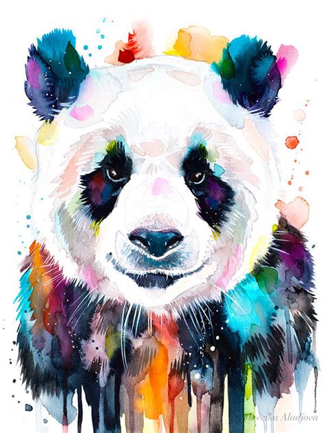 Colourful panda watercolor painting print by Slaveika Aladjova, art ...