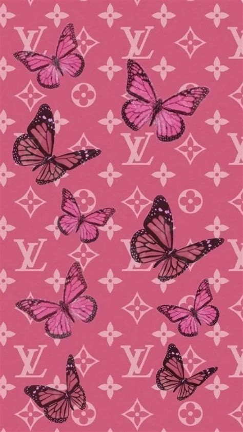 Download Louis Vuitton Pink With Butterflies Wallpaper | Wallpapers.com