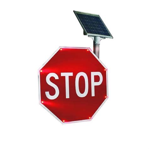 Solar Stop Sign with LED Red Lights 30 Inches | trafficsafetyzone.com