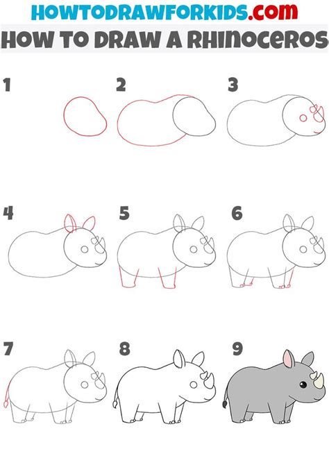 How to Draw a Rhinoceros - Easy Drawing Tutorial For Kids | Easy drawings, Cute easy drawings ...