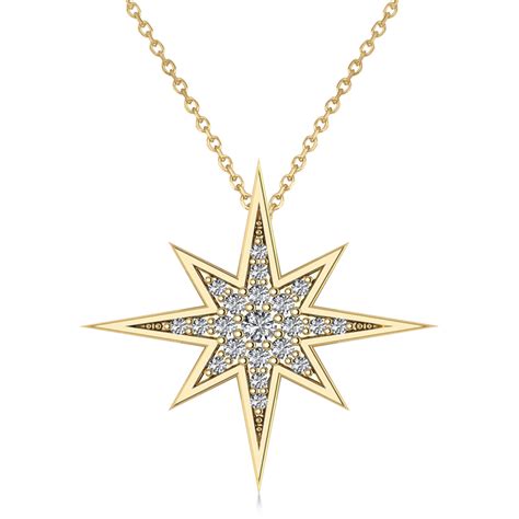 Diamond Adorned North Star Pendant Necklace 14k Yellow Gold (0.17ct) - 8793