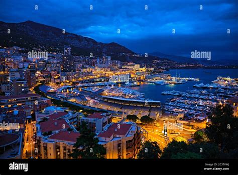 View of Monaco in the night Stock Photo - Alamy