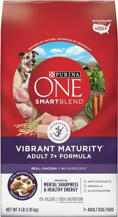 Purina ONE Senior Dry Dog Food; SmartBlend Vibrant Maturity Adult ...